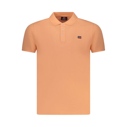 Norway 1963 Pink Cotton Men Polo Shirt with classic short sleeves and iconic logo detail, perfect for modern casual style.