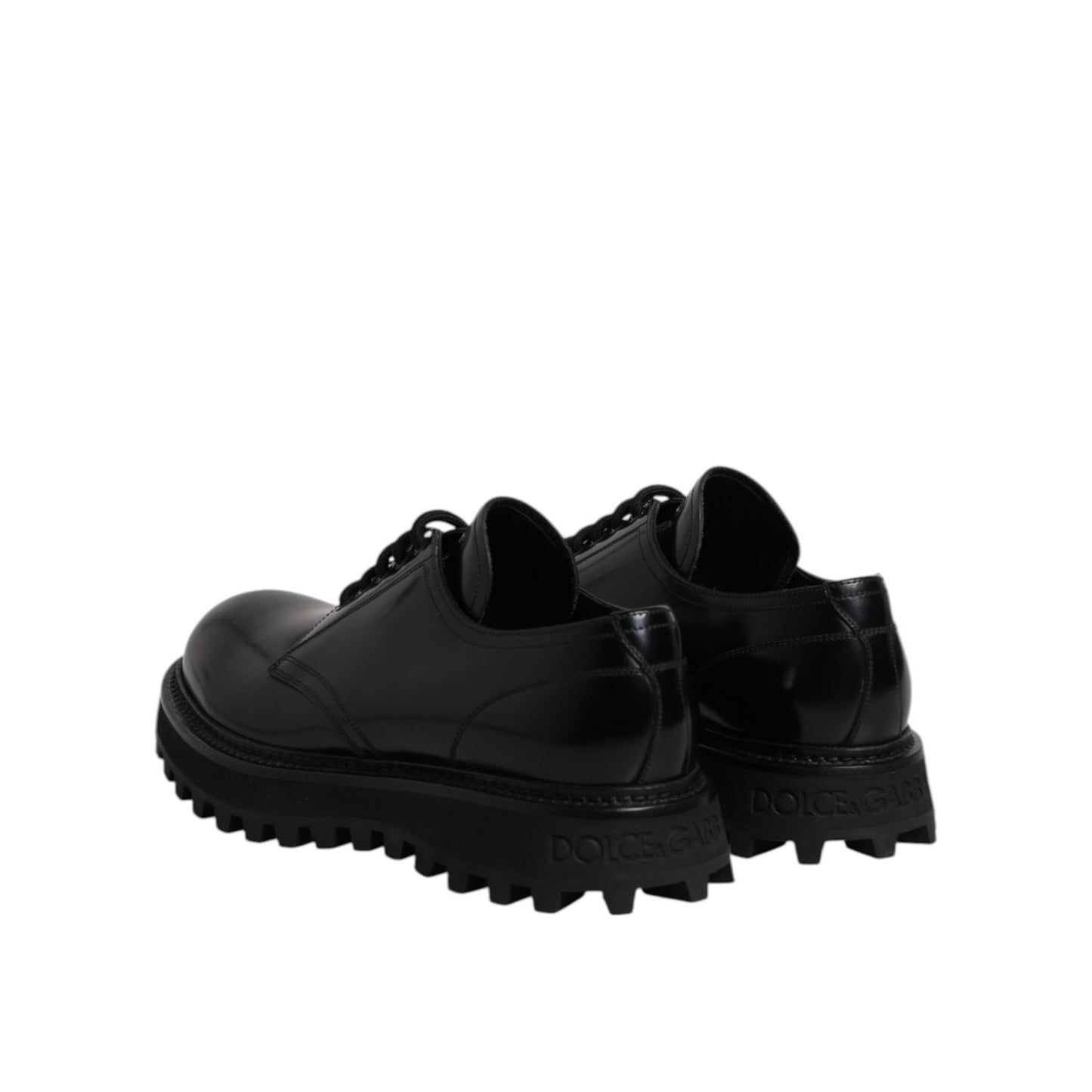 Dolce & Gabbana Black Leather Lace Up Derby Men Dress Shoes