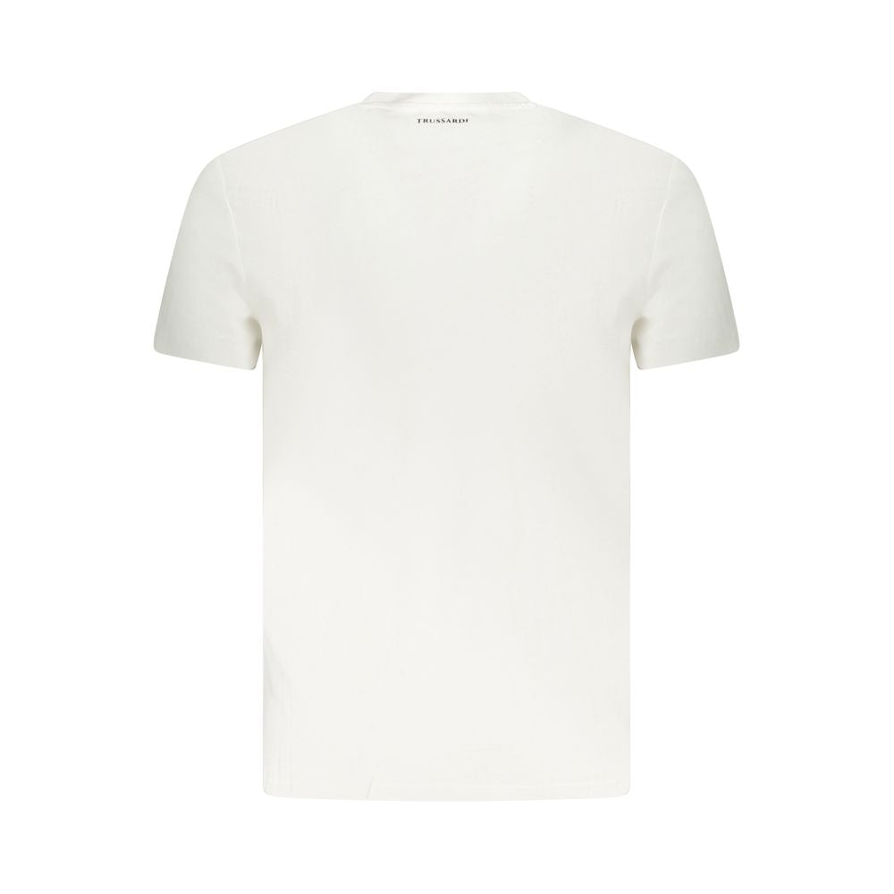 Back view of Trussardi White Cotton Men T-Shirt showcasing minimalist design