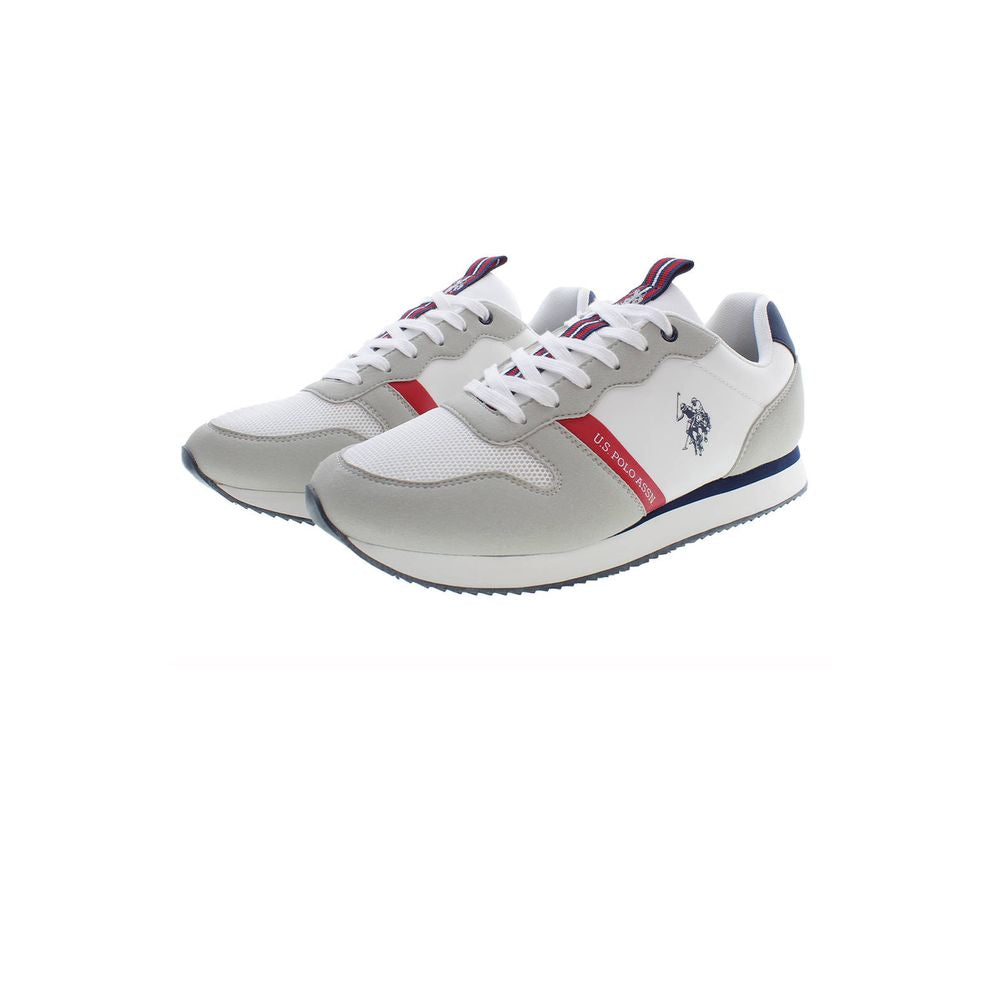 U.S. POLO ASSN. White Polyester Men Sneaker with contrasting details and iconic logo, perfect for modern style and comfort.