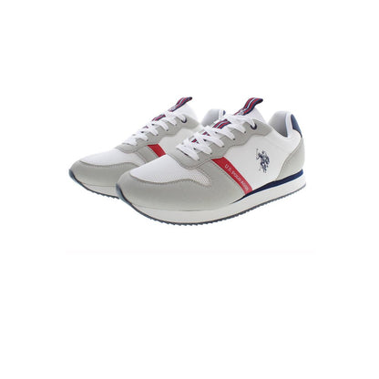U.S. POLO ASSN. White Polyester Men Sneaker with contrasting details and iconic logo, perfect for modern style and comfort.