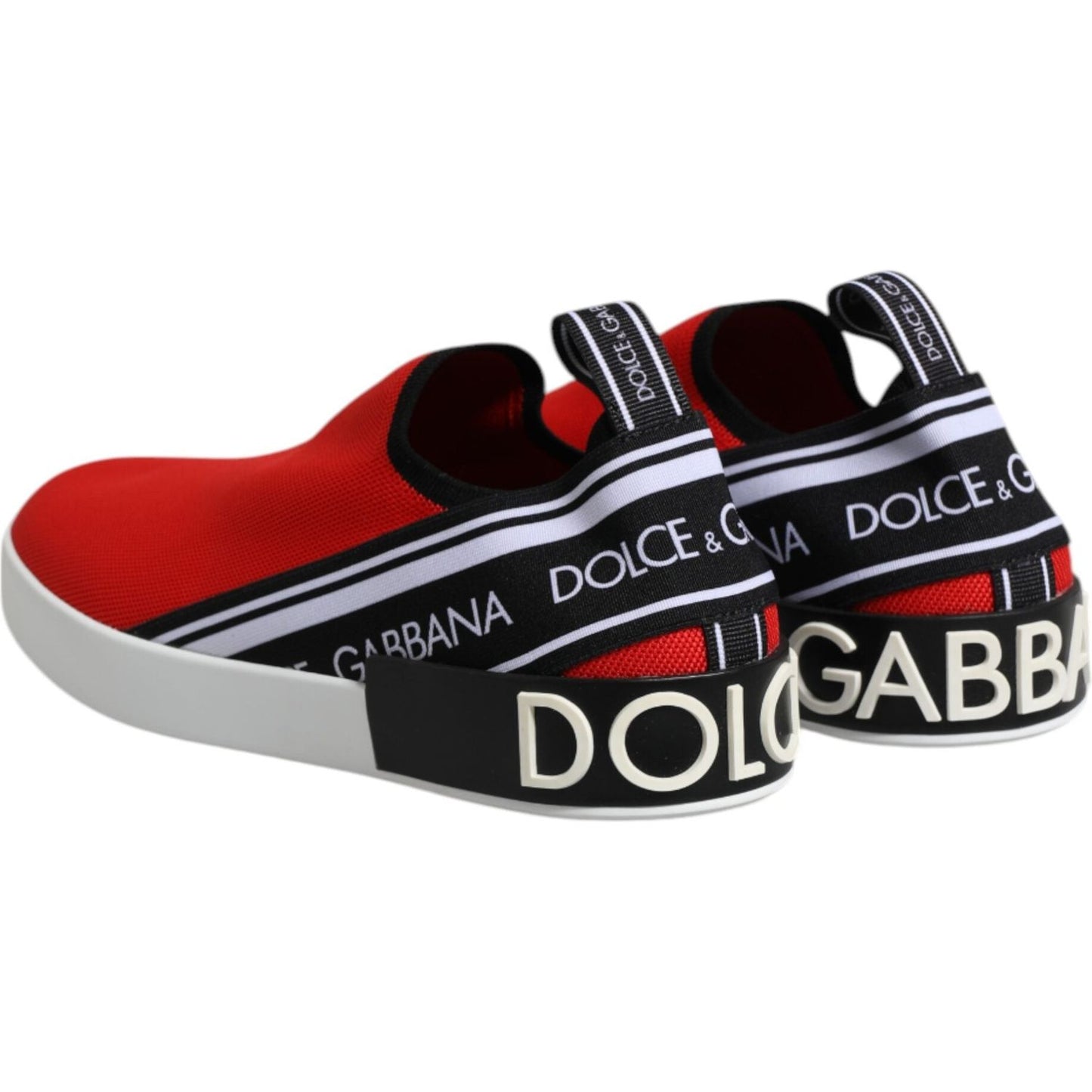 Dolce & Gabbana Red Logo Low Top Slip On Men Sneakers Shoes