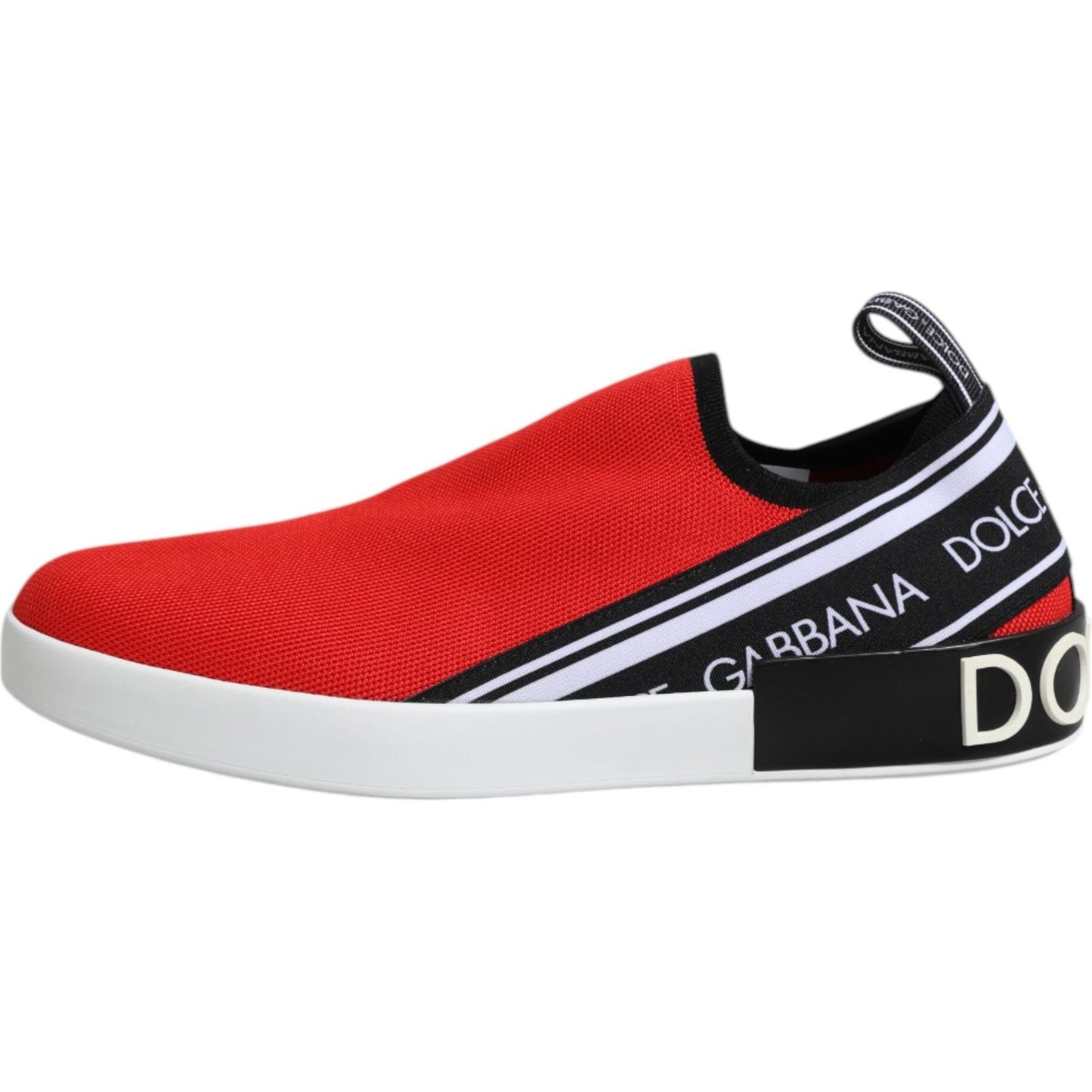 Dolce & Gabbana Red Logo Low Top Slip On Men Sneakers Shoes
