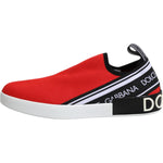 Dolce & Gabbana Red Logo Low Top Slip On Men Sneakers Shoes