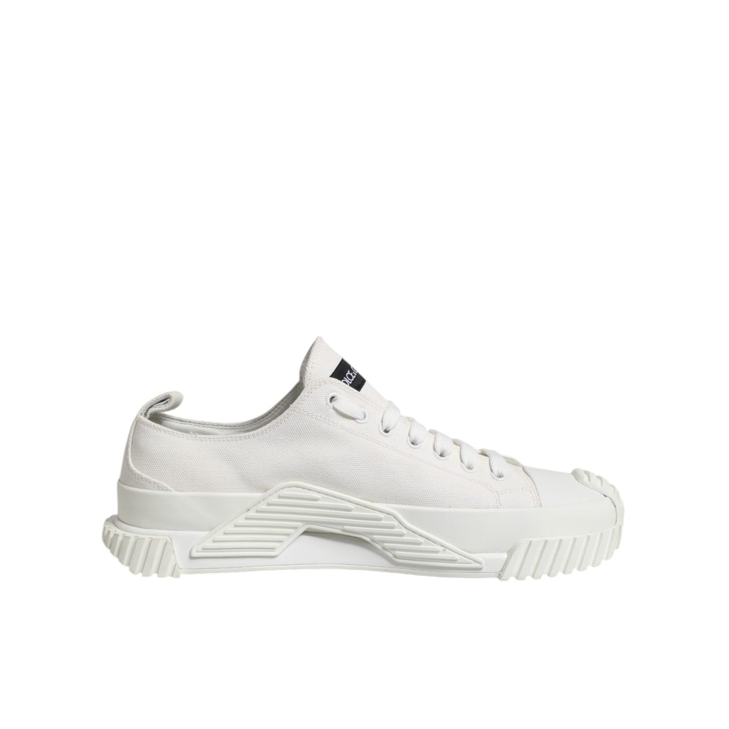 Dolce & Gabbana White Logo Print Lace Up Low Top Sneakers Shoes