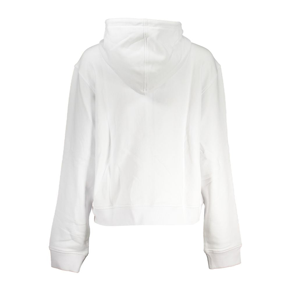 K-WAY White Cotton Women Sweater, back view, hooded design with contrast details for stylish comfort and practicality.