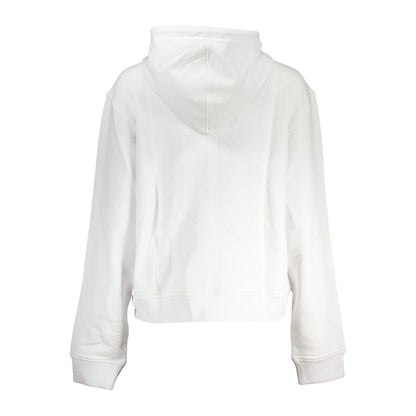 K-WAY White Cotton Women Sweater, back view, hooded design with contrast details for stylish comfort and practicality.