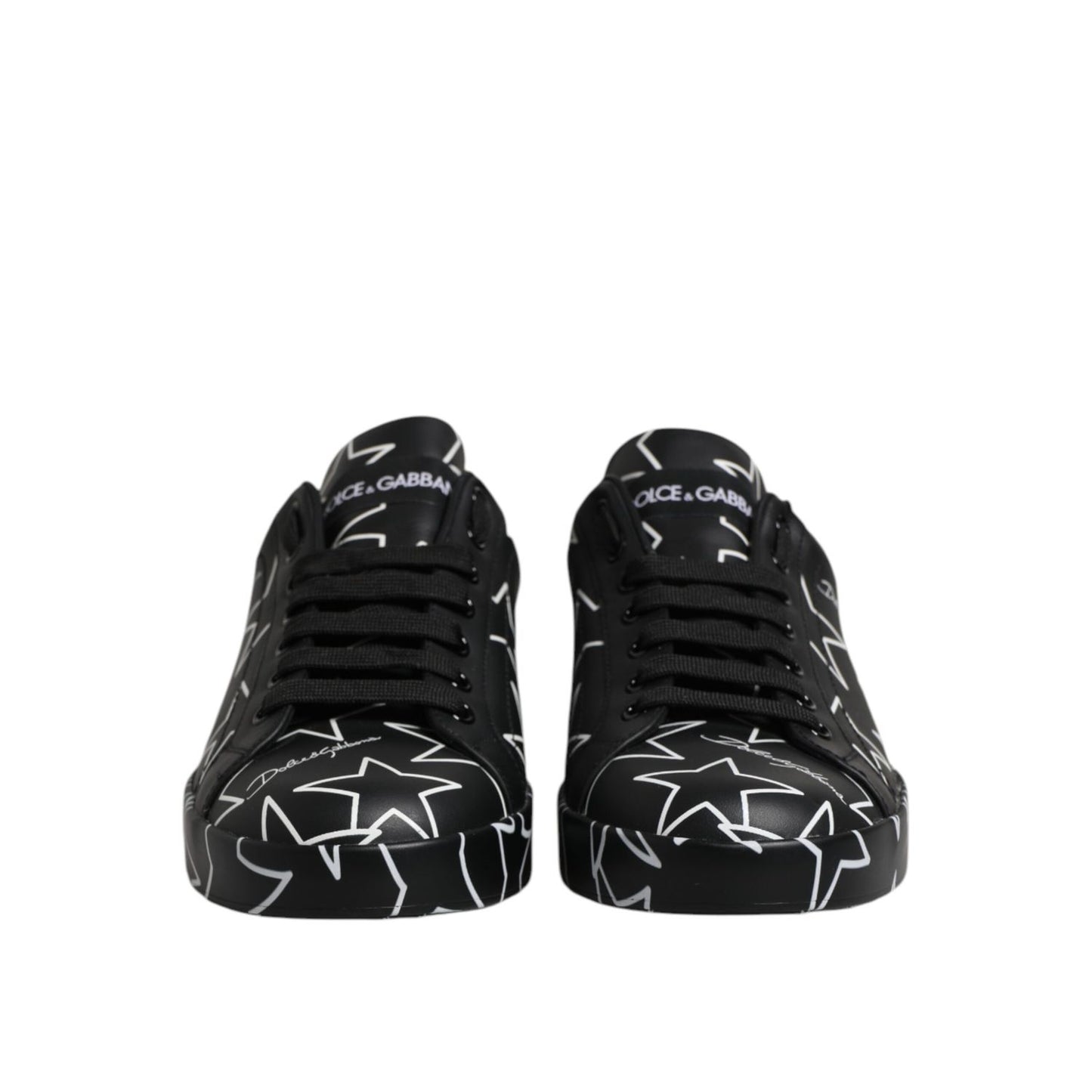Dolce & Gabbana Black White Stars Low Top Men Sneakers Shoes
