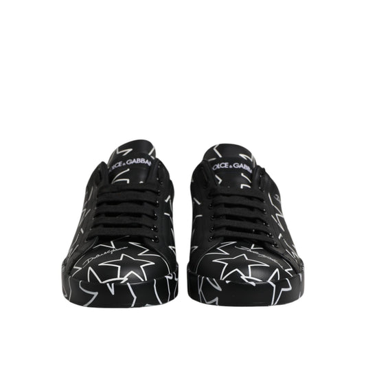 Dolce & Gabbana Black White Stars Low Top Men Sneakers Shoes