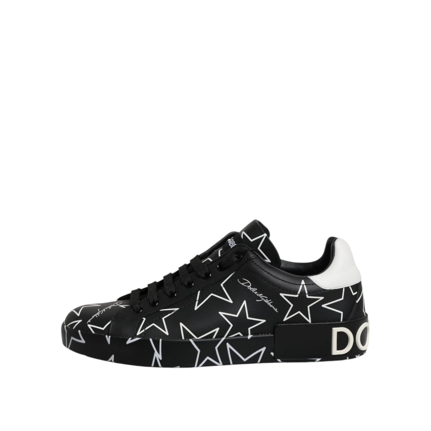 Dolce & Gabbana Black White Stars Low Top Men Sneakers Shoes