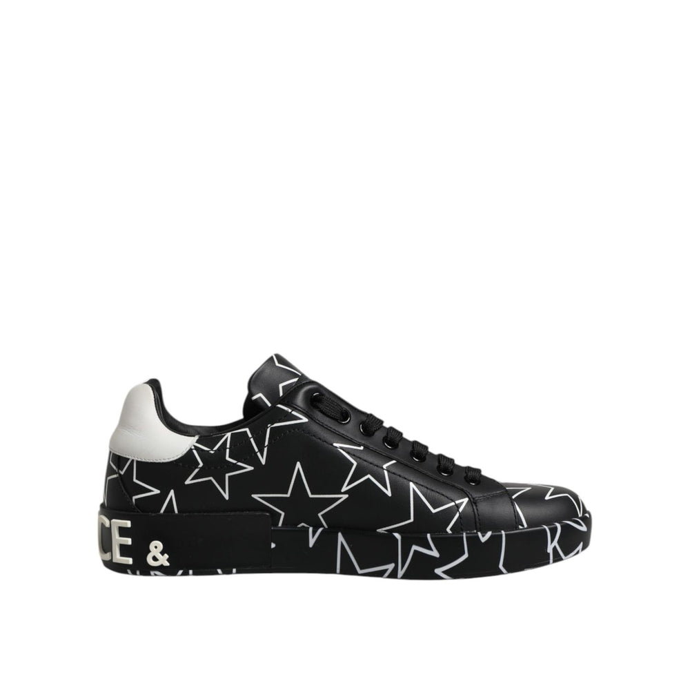 Dolce & Gabbana Black White Stars Low Top Men Sneakers Shoes