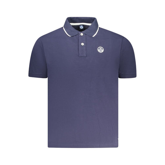 North Sails Blue Cotton Men Polo Shirt with short sleeves and contrasting details featuring the iconic North Sails logo.