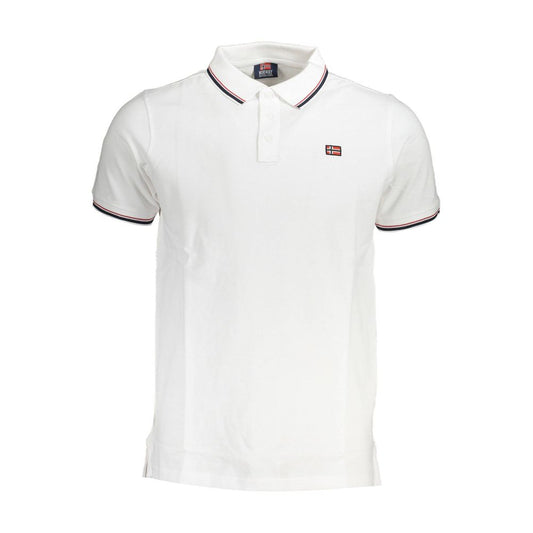 Norway 1963 White Cotton Men Polo Shirt with short sleeves and sleek logo, perfect for casual and upscale events.