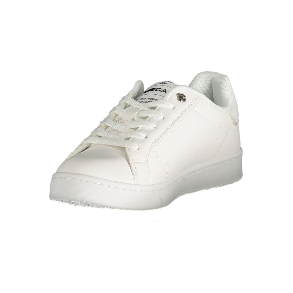 Gas White Polyester Women Sneaker with textured design and bold logo.