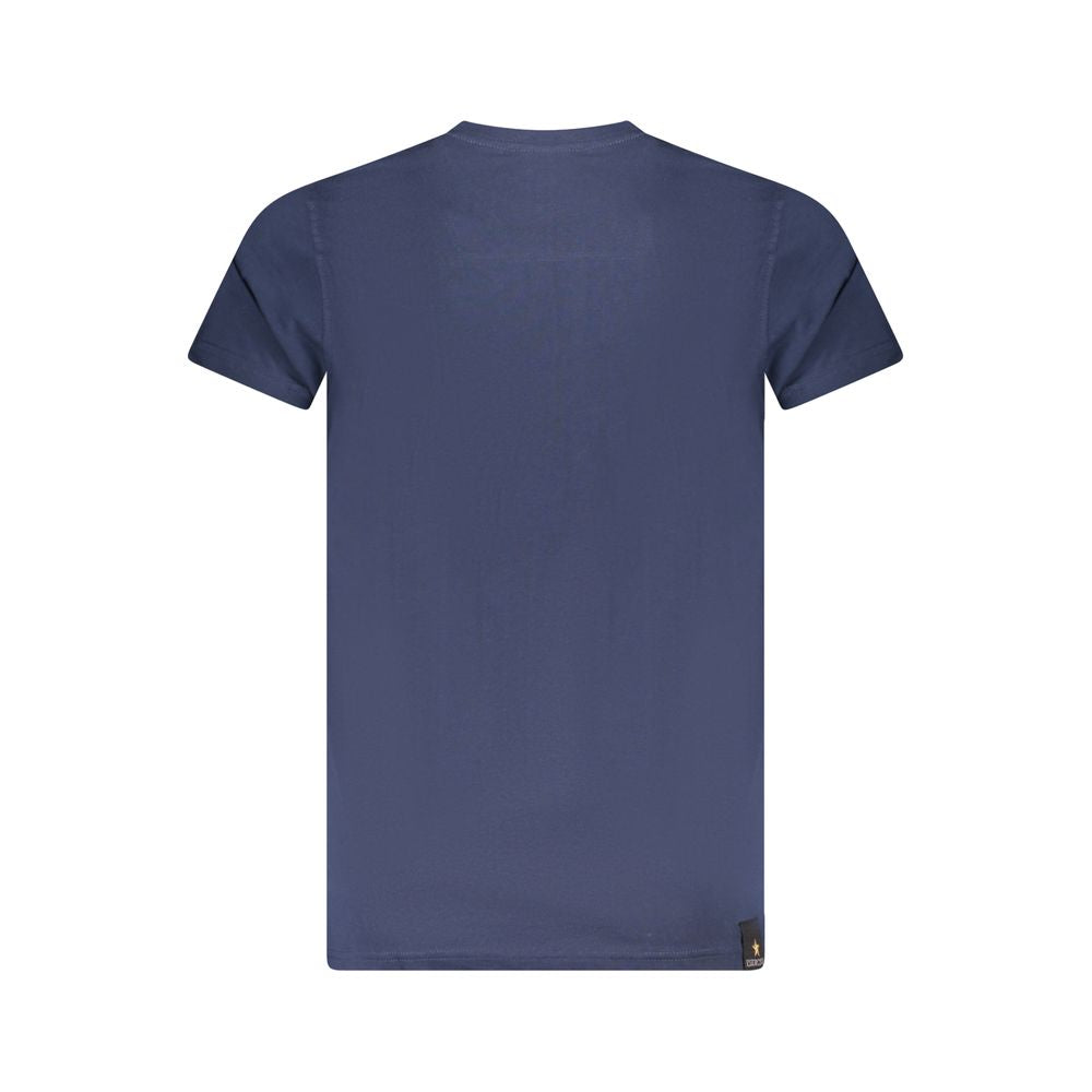 Accademia Militare Blue Cotton T-Shirt with short sleeves, crew neck, and logo print.