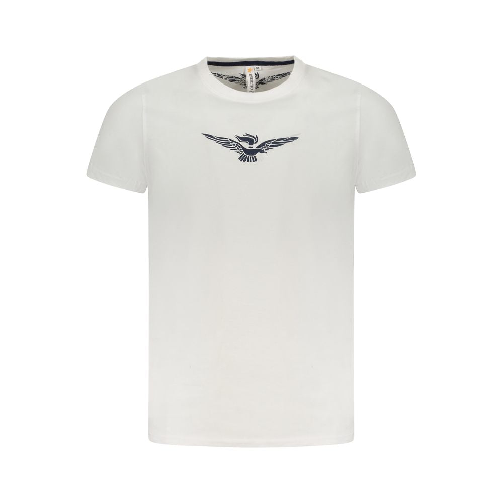 Accademia Militare White Cotton T-Shirt with big eagle print and crew neck design