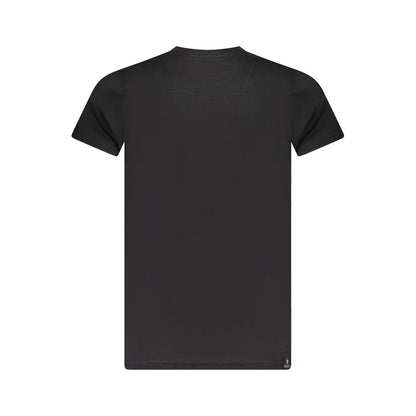 Accademia Militare Black Cotton T-Shirt with short sleeves and crew neck, featuring a contrast logo print on the back.
