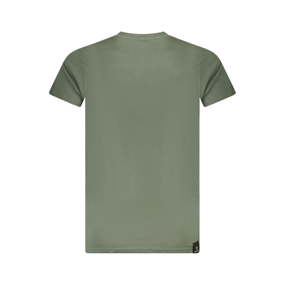 Back view of Accademia Militare Green Cotton T-Shirt with short sleeves and crew neck design.