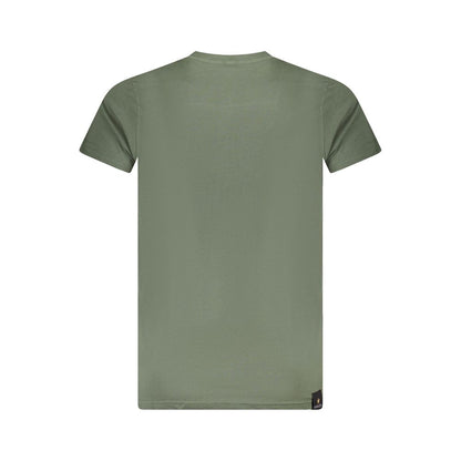 Back view of Accademia Militare Green Cotton T-Shirt with short sleeves and crew neck design.
