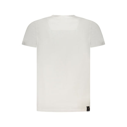 Back view of Accademia Militare White Cotton T-Shirt, short sleeve, crew neck, logo print.