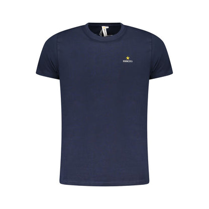 Esercito 1659 Blue Cotton T-Shirt with short sleeves, crew neck, aviation print, and logo.