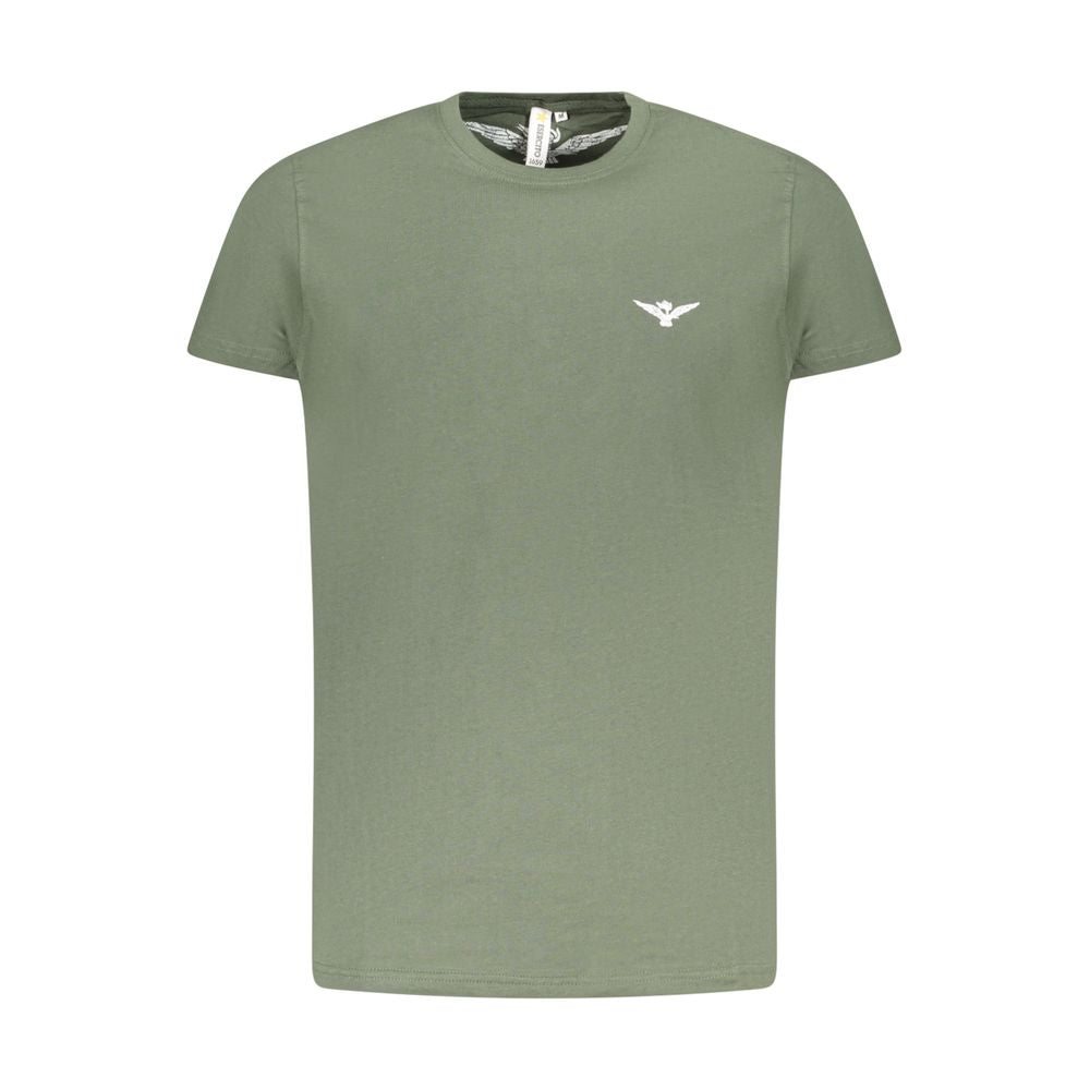 Accademia Militare Green Cotton T-Shirt with eagle print, short sleeves, and crew neck design showcasing logo.