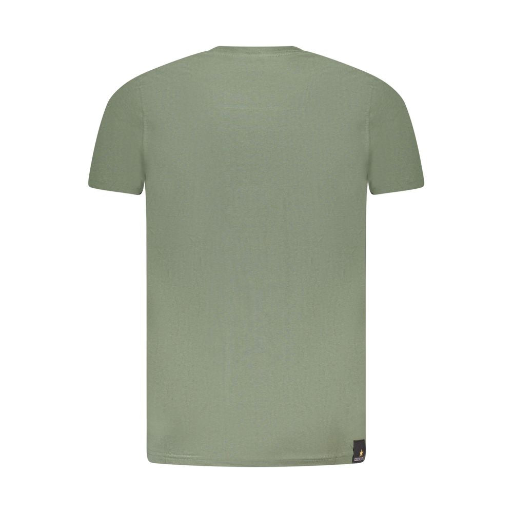 Back view of Accademia Militare Green Cotton T-Shirt with short sleeves, crew neck, and logo print.