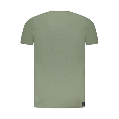 Back view of Accademia Militare Green Cotton T-Shirt with short sleeves, crew neck, and logo print.