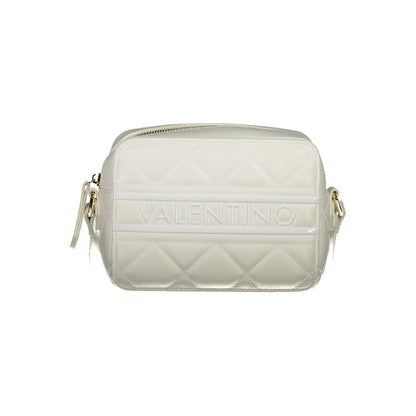 Mario Valentino White Polyethylene Handbag with adjustable strap, two internal pockets, contrasting details, zip closure, logo.