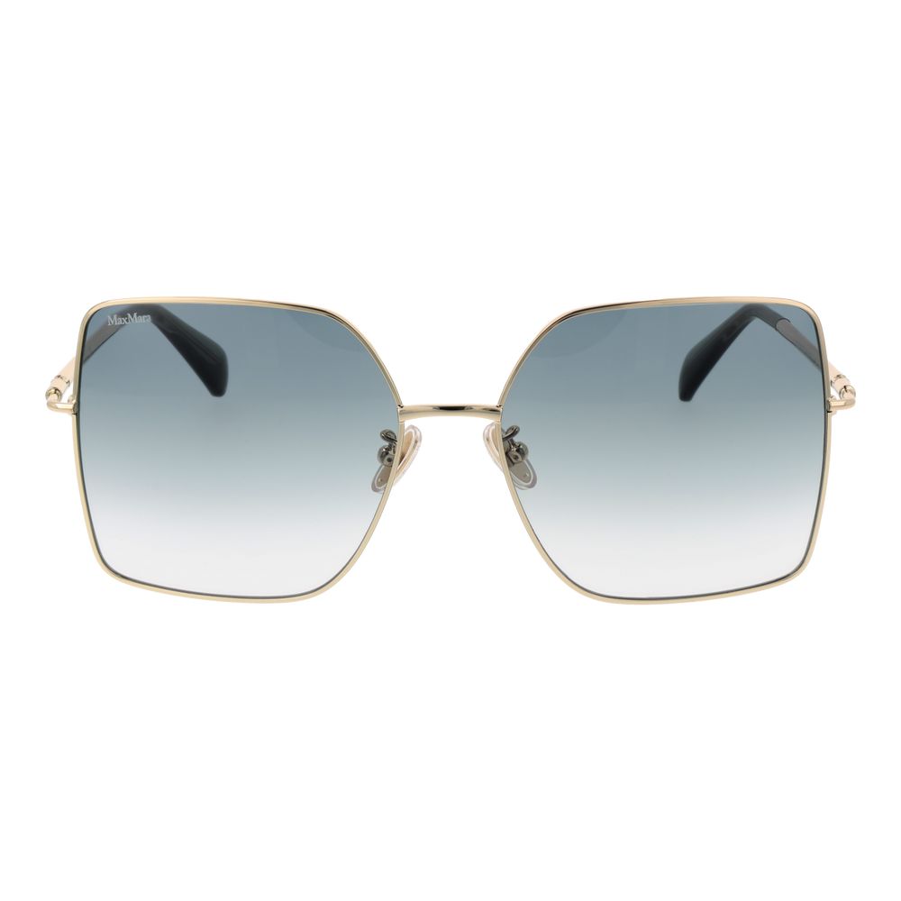 Max Mara Gold Metal Sunglasses with gradient green lenses and butterfly style design, full-rim frame and 100% UVA & UVB protection.