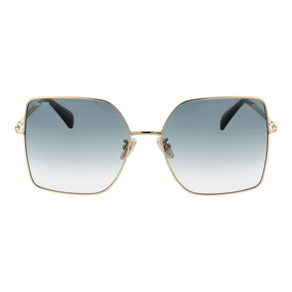 Max Mara Gold Metal Sunglasses with gradient green lenses and butterfly style design, full-rim frame and 100% UVA & UVB protection.