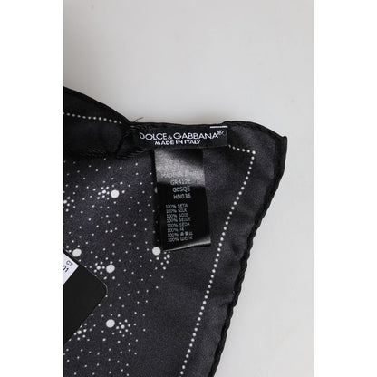 Dolce & Gabbana Black White Printed Square Men Foulard Scarf