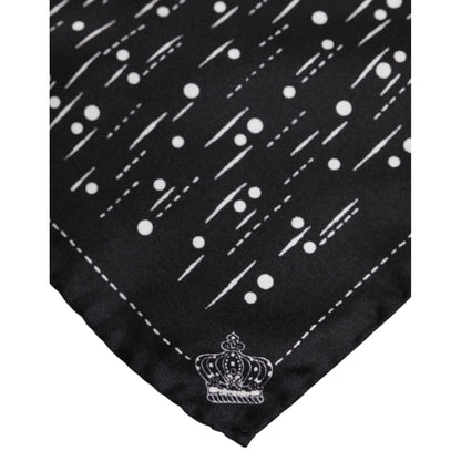 Dolce & Gabbana Black White Printed Square Men Foulard Scarf