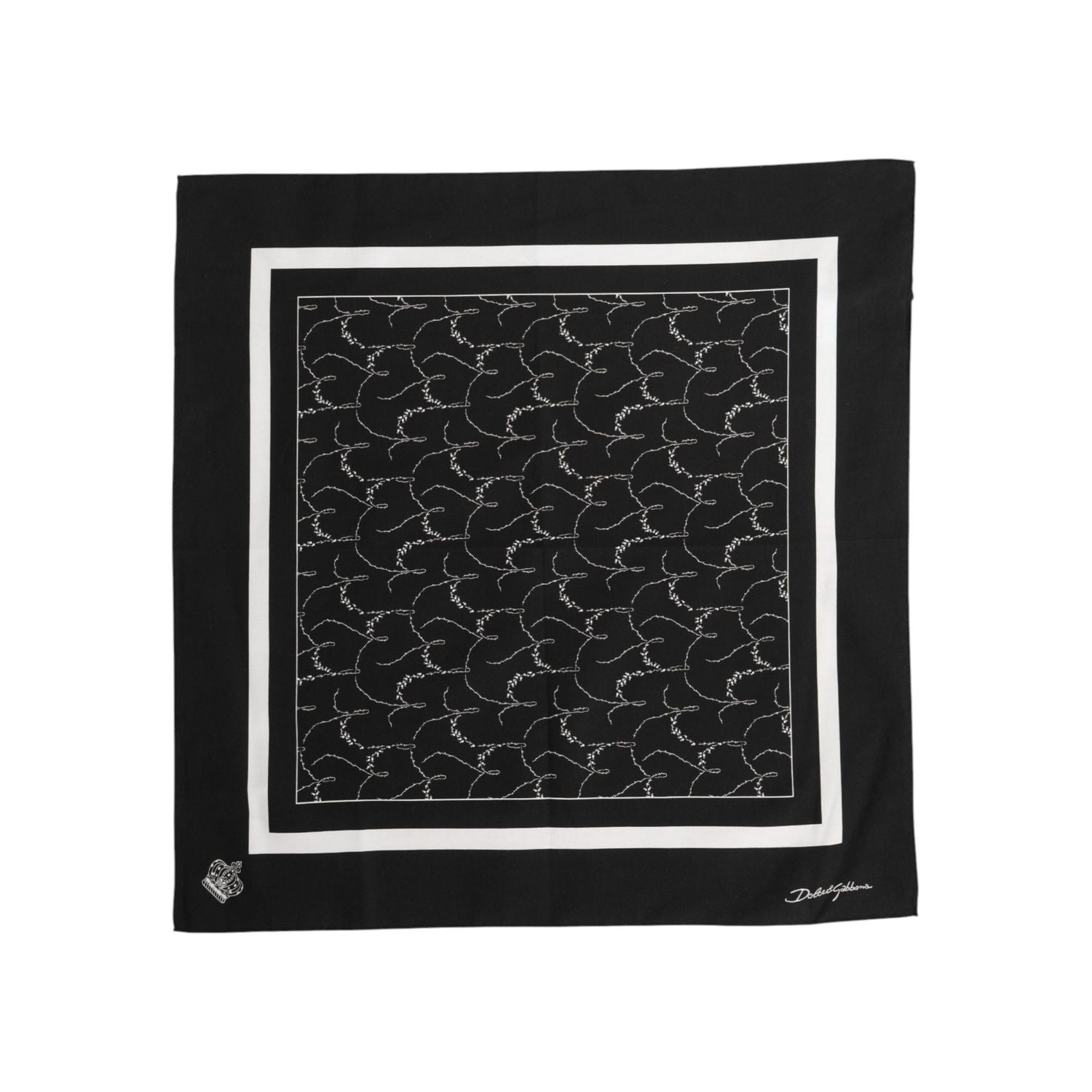Dolce & Gabbana Black White Printed Square Foulard Scarf