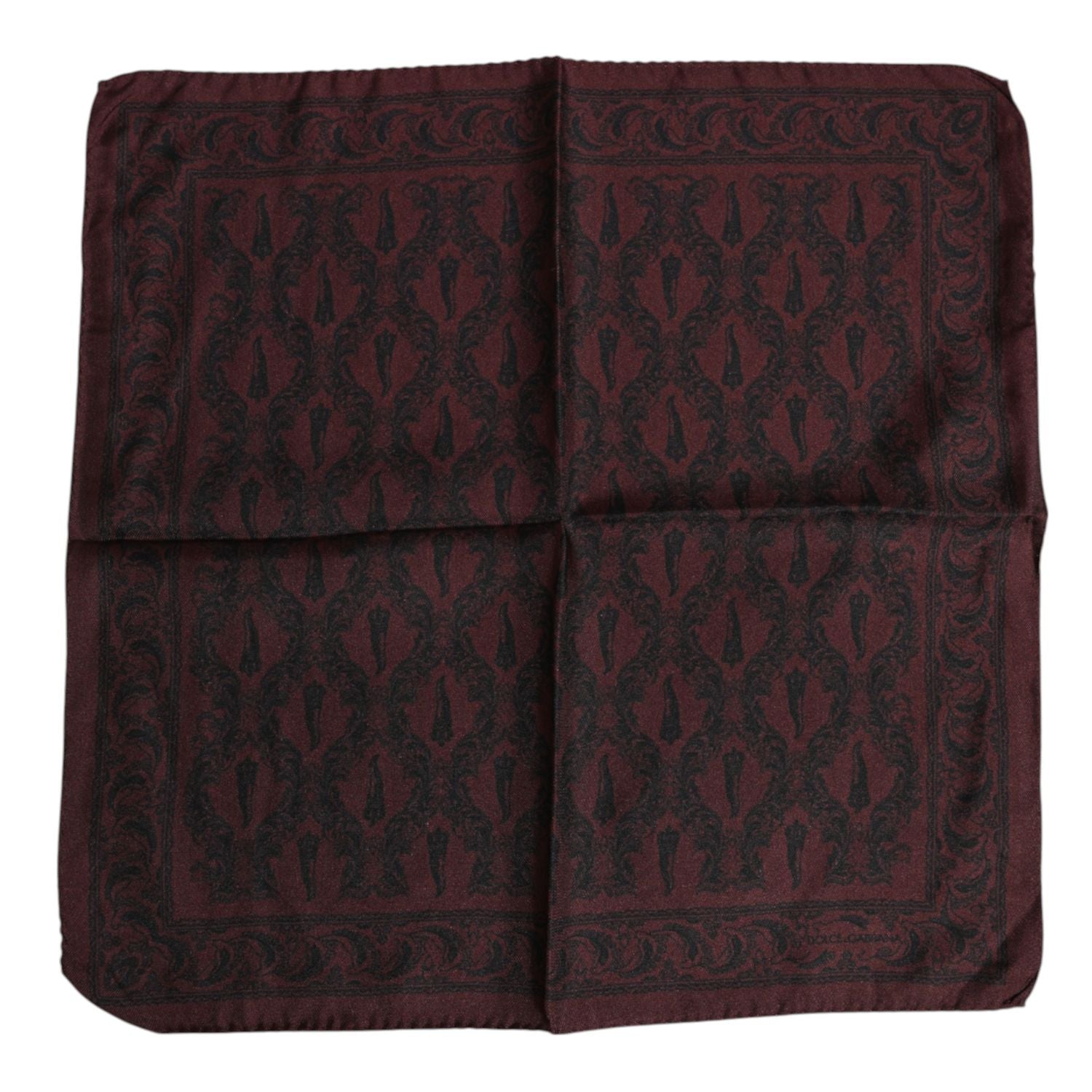 Dolce & Gabbana Maroon Black Printed Square Men Foulard Scarf