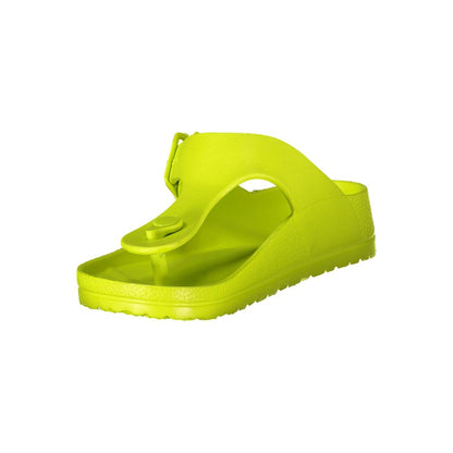 Norway 1963 Yellow Plastic Women Sandal with adjustable buckle and chic design, perfect for stylish summer outings.
