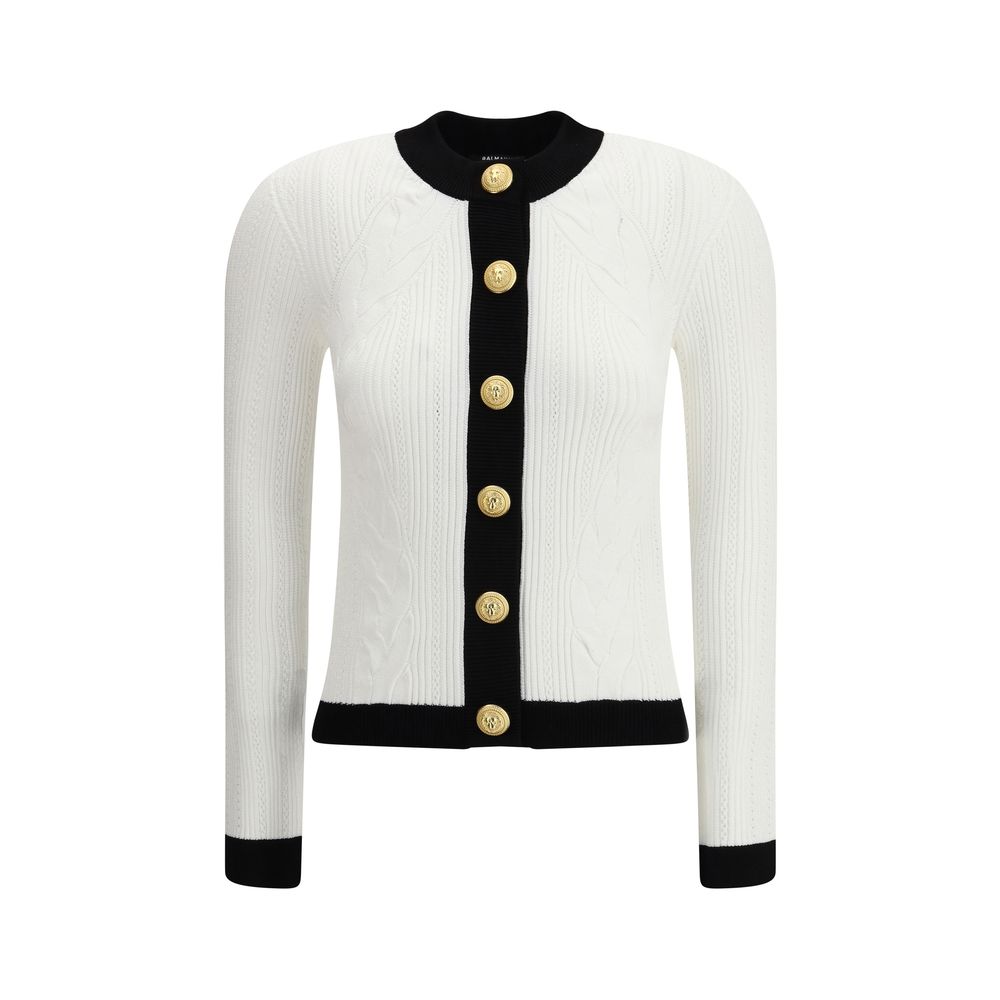 Balmain White Viscose Cardigan