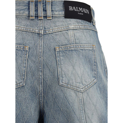 Balmain Light Blue Cotton Bermuda Shorts