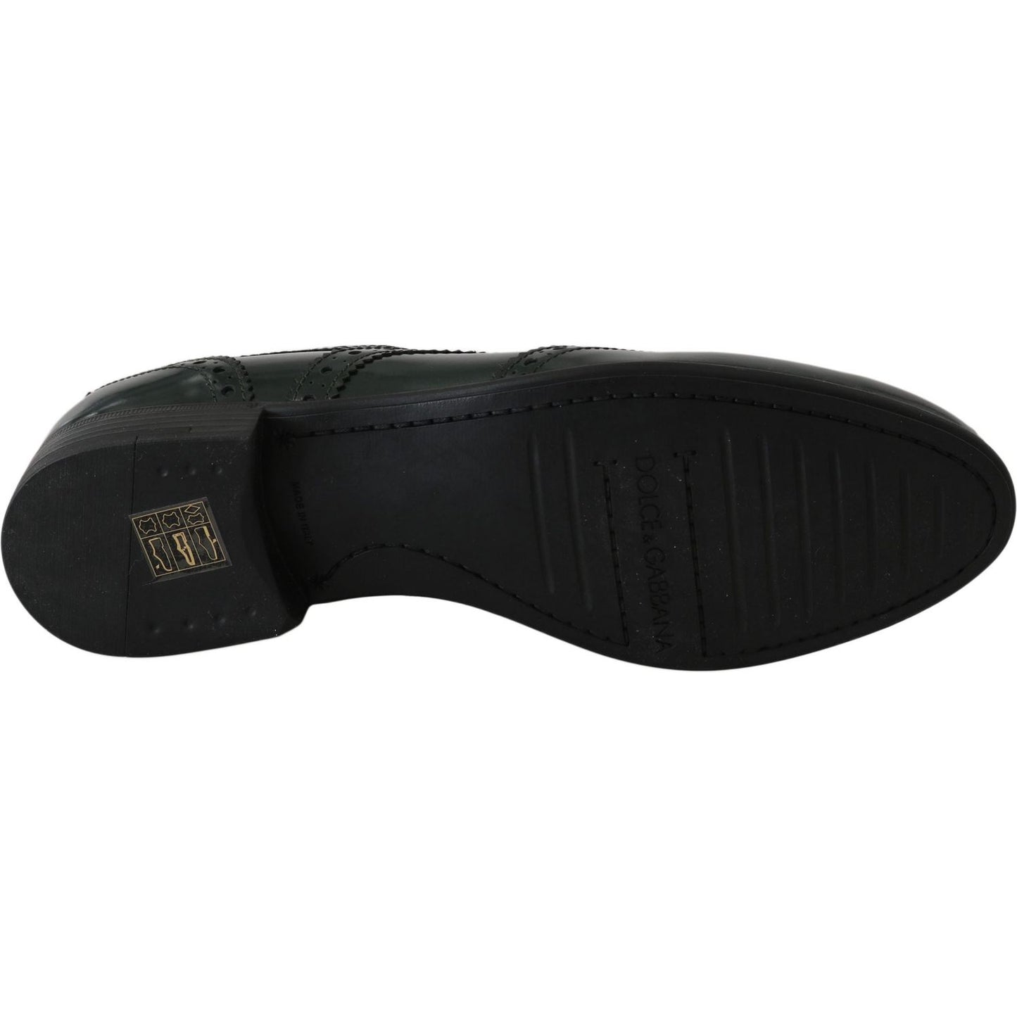 Dolce & Gabbana Green Leather Broque Oxford Wingtip Shoes