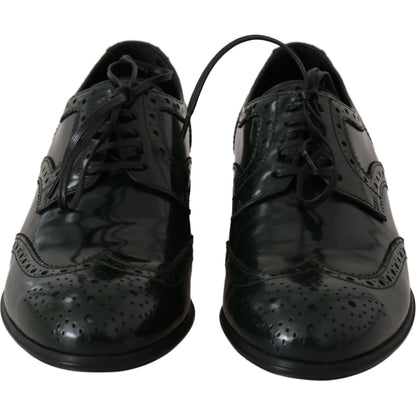 Dolce & Gabbana Green Leather Broque Oxford Wingtip Shoes