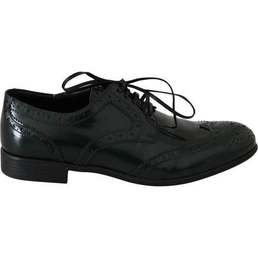 Dolce & Gabbana Green Leather Broque Oxford Wingtip Shoes LA5978-35