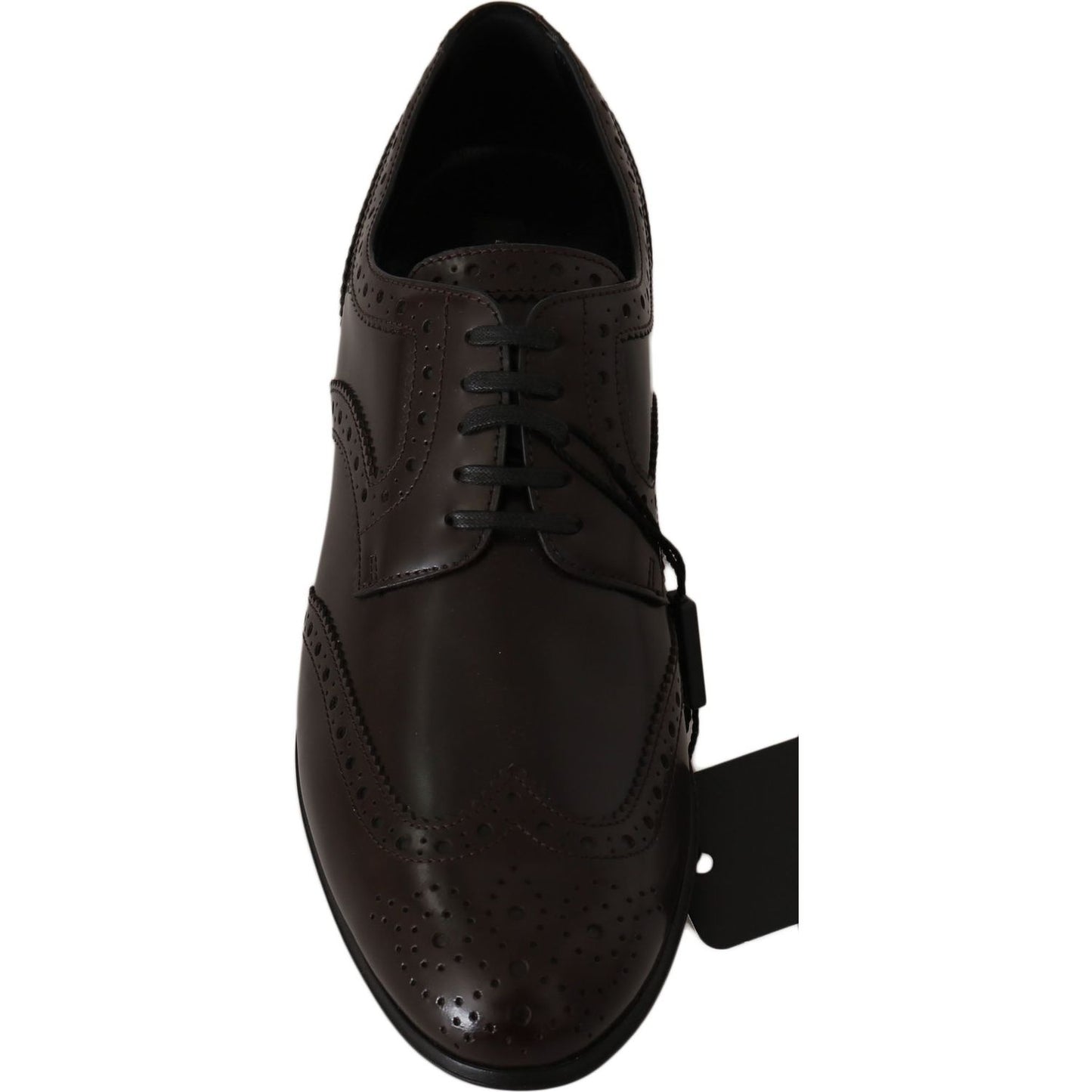Dolce & Gabbana Brown Leather Broques Oxford Wingtip Shoes