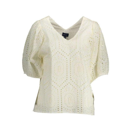 Gant White Cotton Women T-Shirt