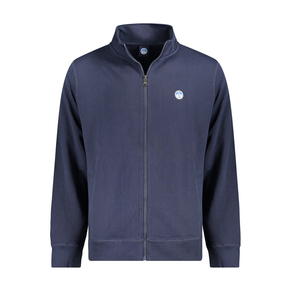 North Sails Blue Cotton Men Sweater with zip closure and logo