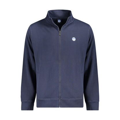 North Sails Blue Cotton Men Sweater with zip closure and logo