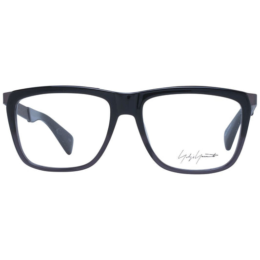 Yohji Yamamoto Black Unisex Glasses Frame with acetate full-rim black design, square shape, and demo lenses. Size 55-16-140.