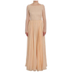 Dolce & Gabbana Elegant Beige Silk Full Length Sheath Dress Dresses Dolce & Gabbana Tan
