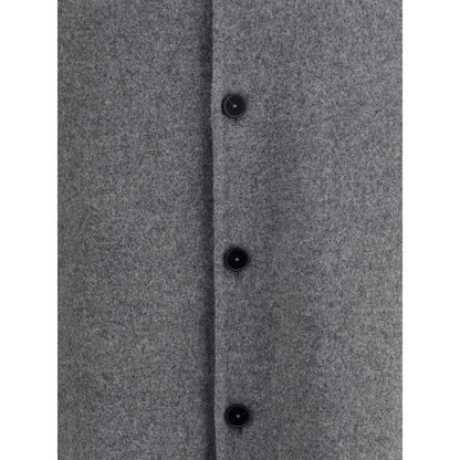 Jil Sander Gray Fleece Wool Coat