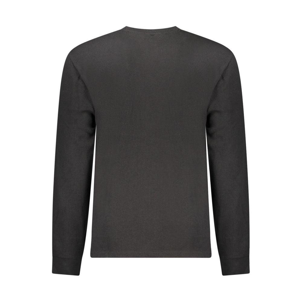 Back view of Calvin Klein Black Cotton Men Sweater showcasing long sleeves and classic crew neck design.