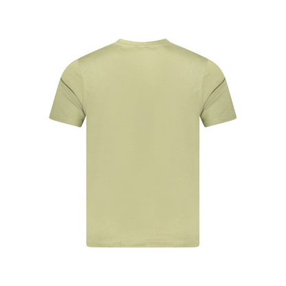 Back view of K-WAY Green Cotton Men T-Shirt showcasing its simple design and short sleeves.